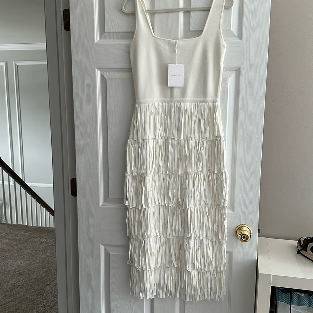 Endless Rose Knit Fringe Long Dress - size S - cream